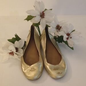🆕Coach Chelsea Gold Ballerina Flats
